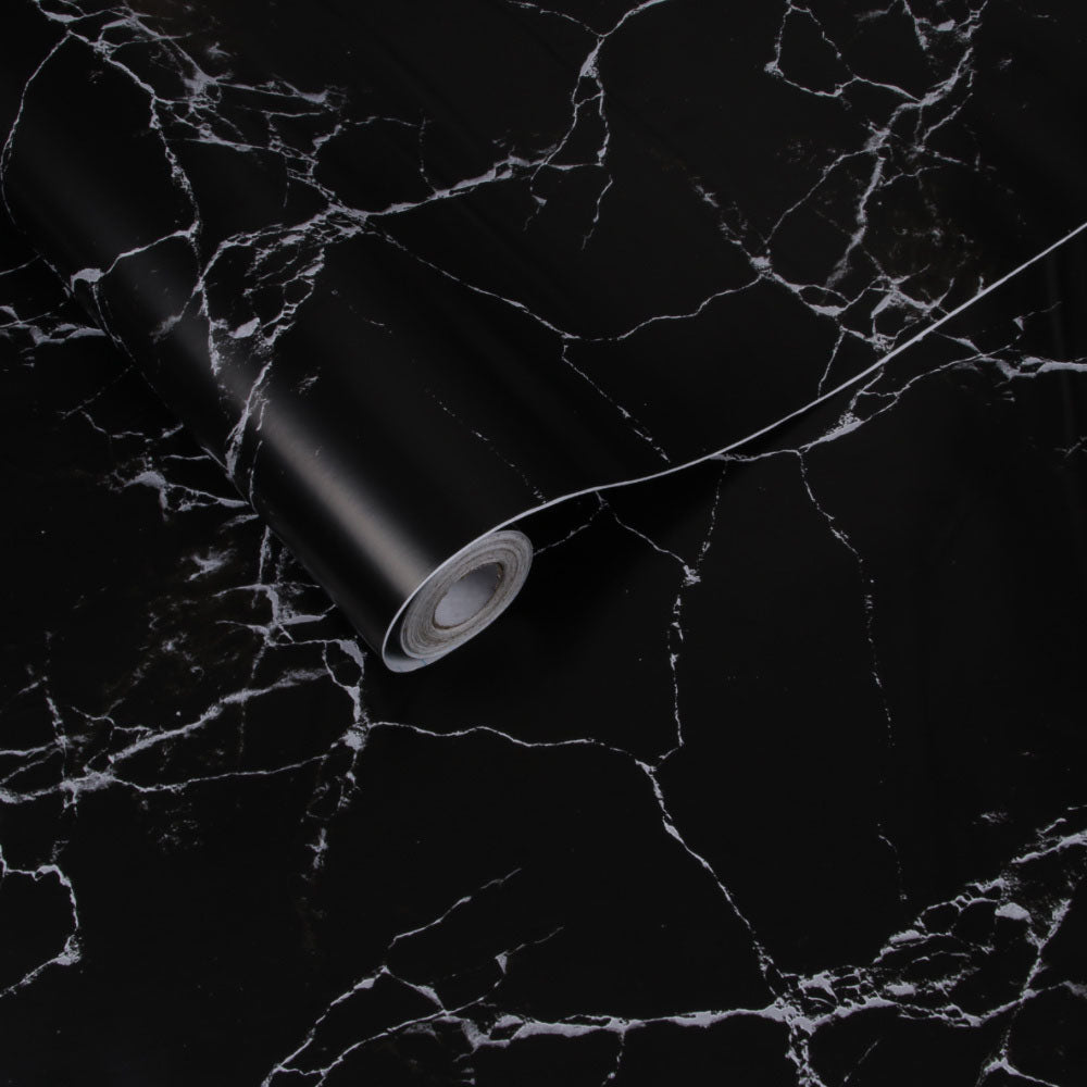 Self Adhesive Black / White Marble Sheet for Kitchen